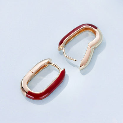 925 Sterling Silver Plated Rose Gold Enamel Earrings for Women  DestGlow