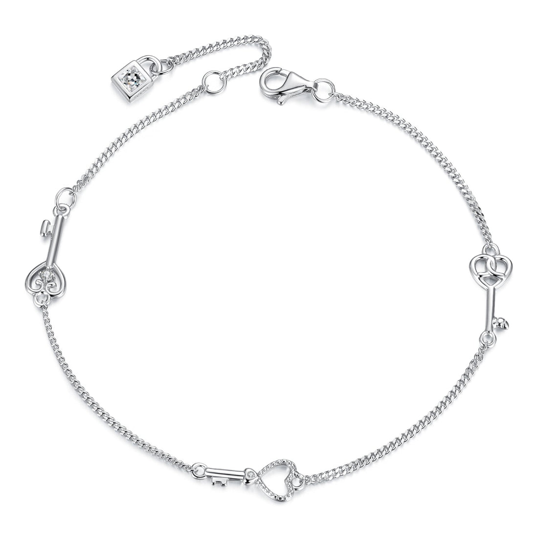 925 Sterling Silver White Gold Plated 21cm Pavé CZ Bracelet for Women  DestGlow