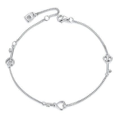 925 Sterling Silver White Gold Plated 21cm Pavé CZ Bracelet for Women  DestGlow