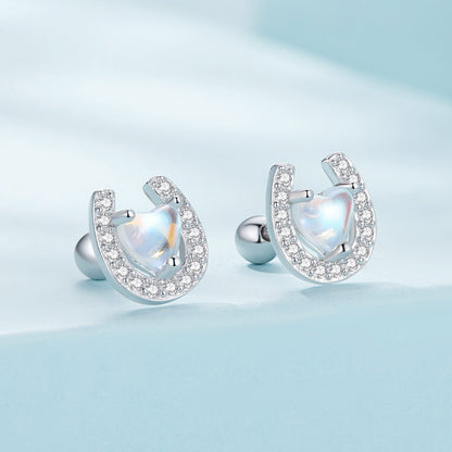 925 Sterling Silver Pavé Setting Moonstone Earrings with CZ and Platinum Plating  DestGlow