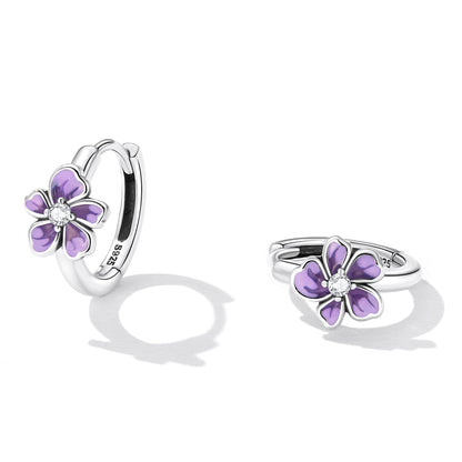 925 Sterling Silver Enamel Earrings with CZ - 1.2x0.7cm, Oxidized Finish for Women  DestGlow