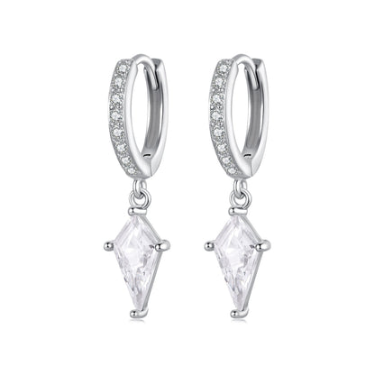 925 Sterling Silver White Gold Plated Earrings with CZ for Women  DestGlow