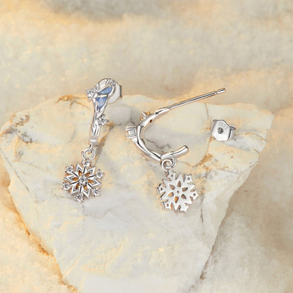 925 Sterling Silver Earrings with Plated White Gold, 2.2*0.7cm, Enamel + Pavé Setting for Women  DestGlow