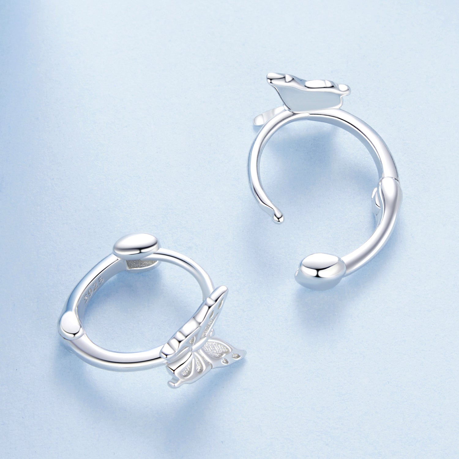 925 Sterling Silver Earrings with White Gold Plating, 1.1x0.7 cm, for Women  DestGlow