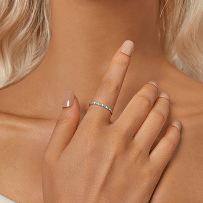 925 Sterling Silver White Gold Plated Turquoise Ring Size 6.0 for Women  DestGlow
