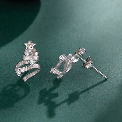 925 Sterling Silver Earrings with White Gold Plating and CZ  DestGlow