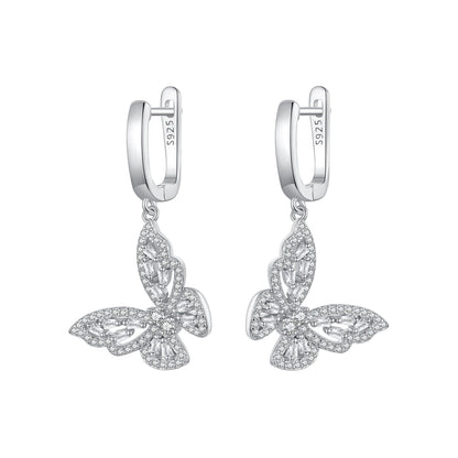925 Sterling Silver Earrings with Pavé Setting CZ, 37x19mm for Women  DestGlow