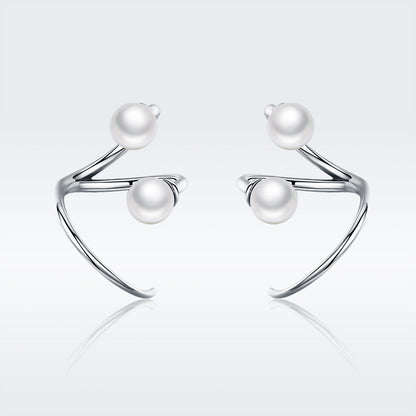 925 Sterling Silver Oxidized Earrings with Shell Pearl for Women