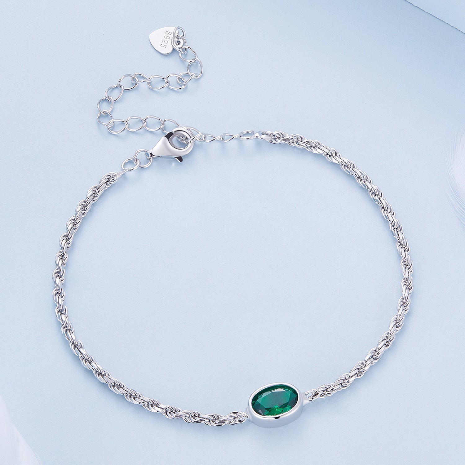 925 Sterling Silver Bracelet with CZ Pendants 150mm + 60mm Adjustable Size  DestGlow