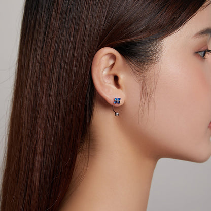 925 Sterling Silver Earrings with Pavé CZ &amp; Platinum Plating for Women