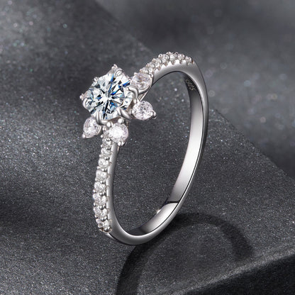 925 Sterling Silver Pavé Moissanite Ring with CZ - Size 6