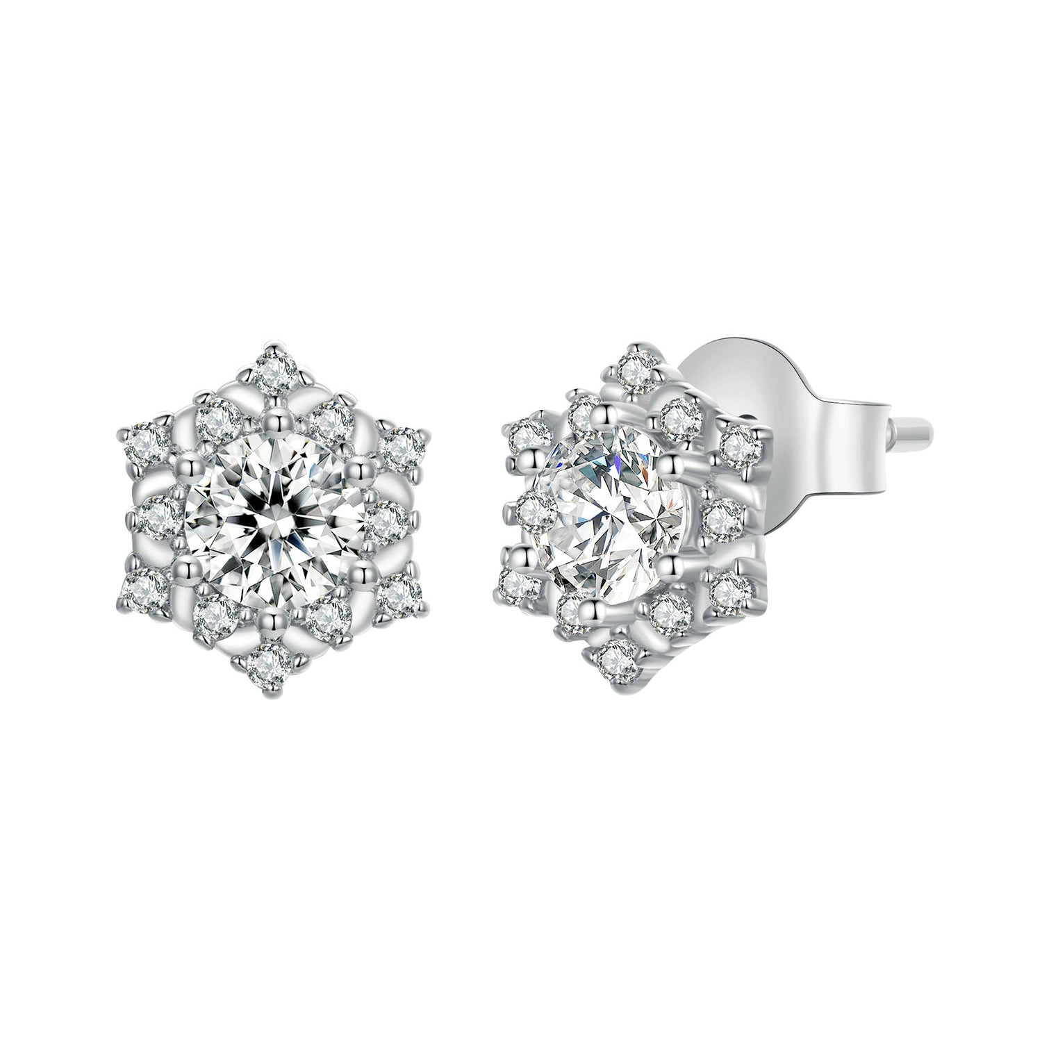 925 Sterling Silver Pavé Setting CZ Platinum Plated Earrings  DestGlow