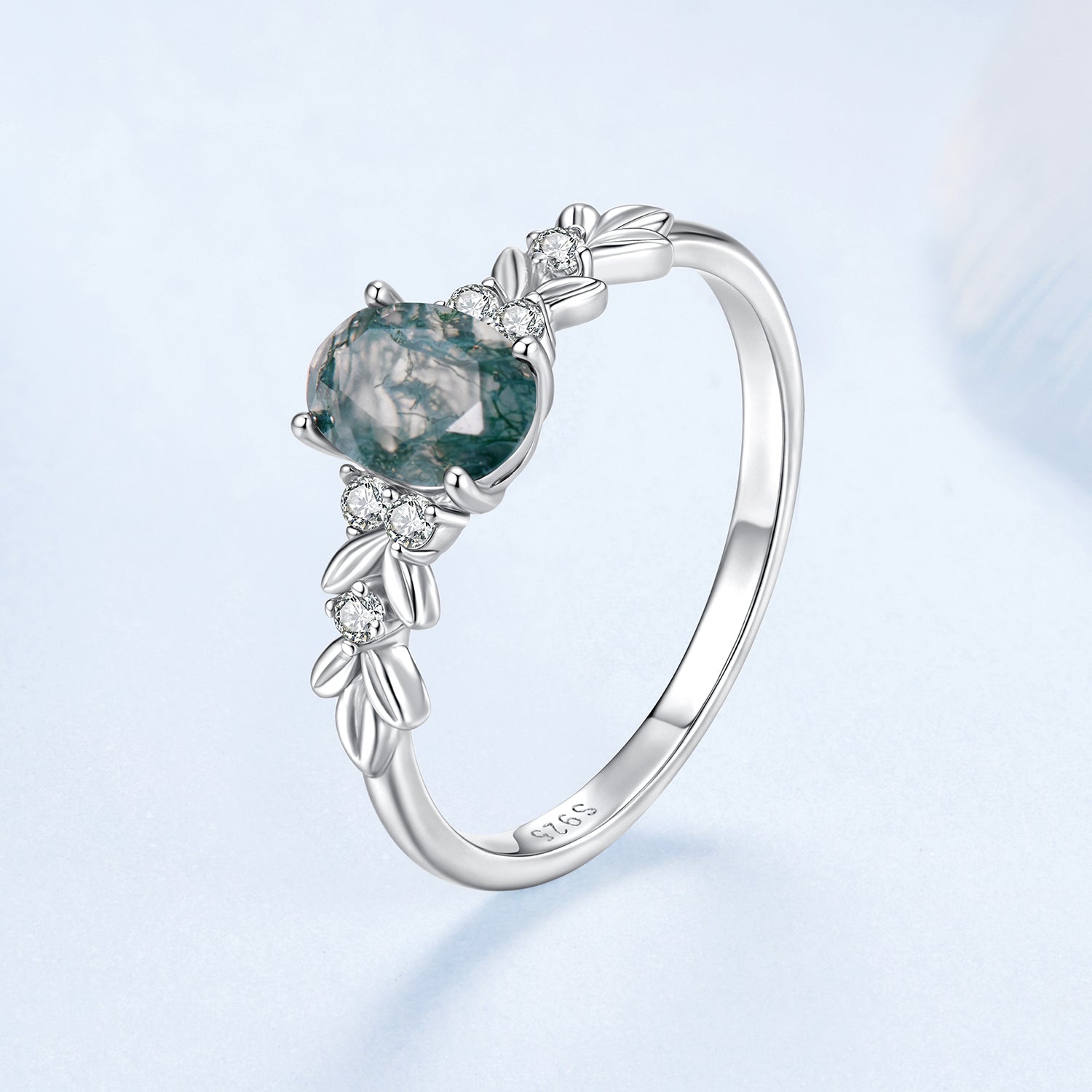 925 Sterling Silver Agate and CZ Pendant Ring Size 6 for Women by Bids.com