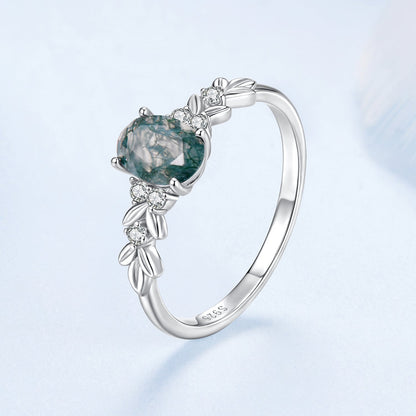 925 Sterling Silver Agate and CZ Pendant Ring Size 6 for Women by Bids.com