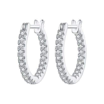 925 Sterling Silver Earrings with Pave Setting CZ in White Gold for Women  DestGlow