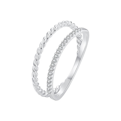 925 Sterling Silver Ring 6.0 Size with Pavé Setting CZ  DestGlow