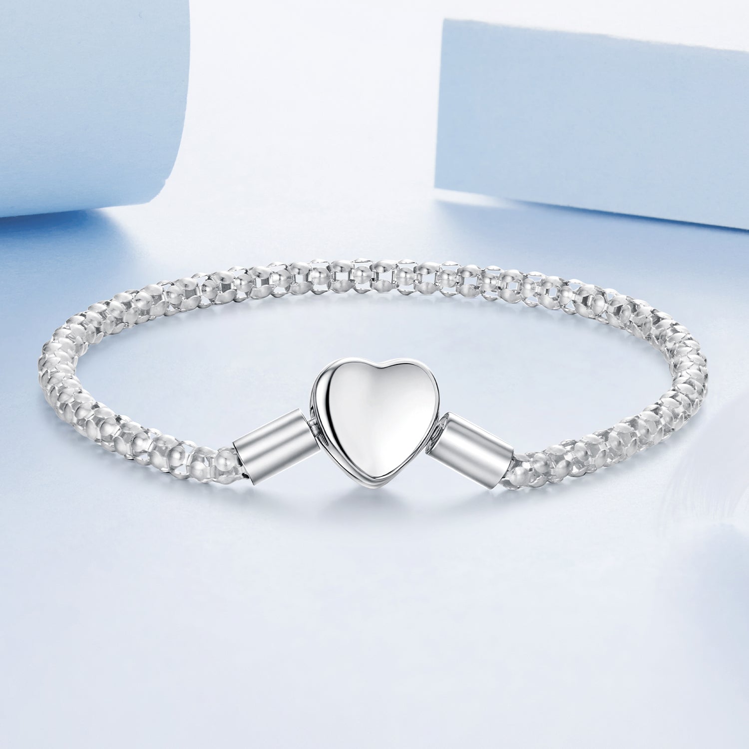 925 Sterling Silver Bracelet 17cm Heart-shaped 1.0cm for Women  DestGlow