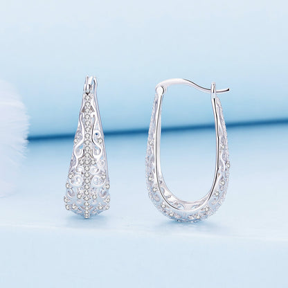 925 Sterling Silver Earrings with Pavé Set CZ, 2.5cm x 0.8cm, for Women  DestGlow