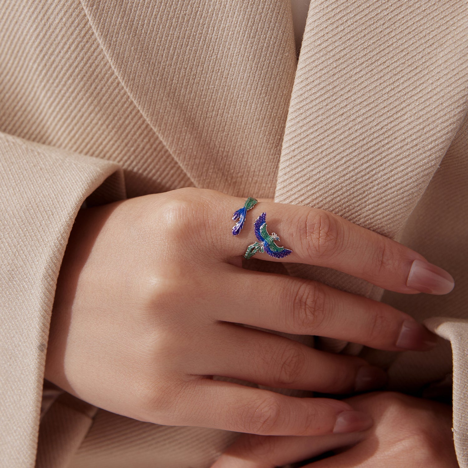 925 Sterling Silver Enamel Adjustable Ring for Women  DestGlow