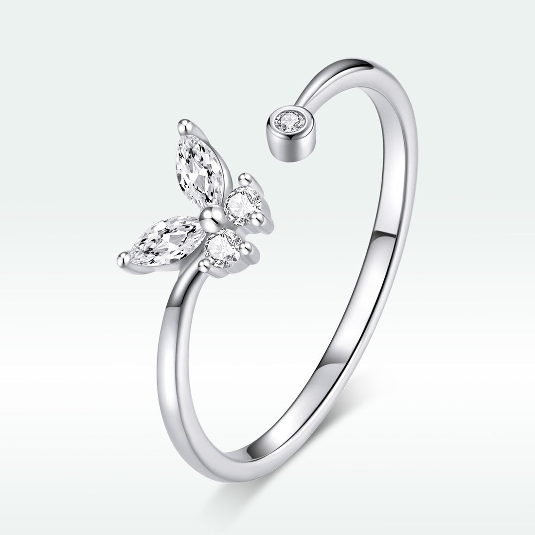 925 Sterling Silver Ring with Pavé Setting CZ, Butterfly Design, 0.6cm for Women  DestGlow