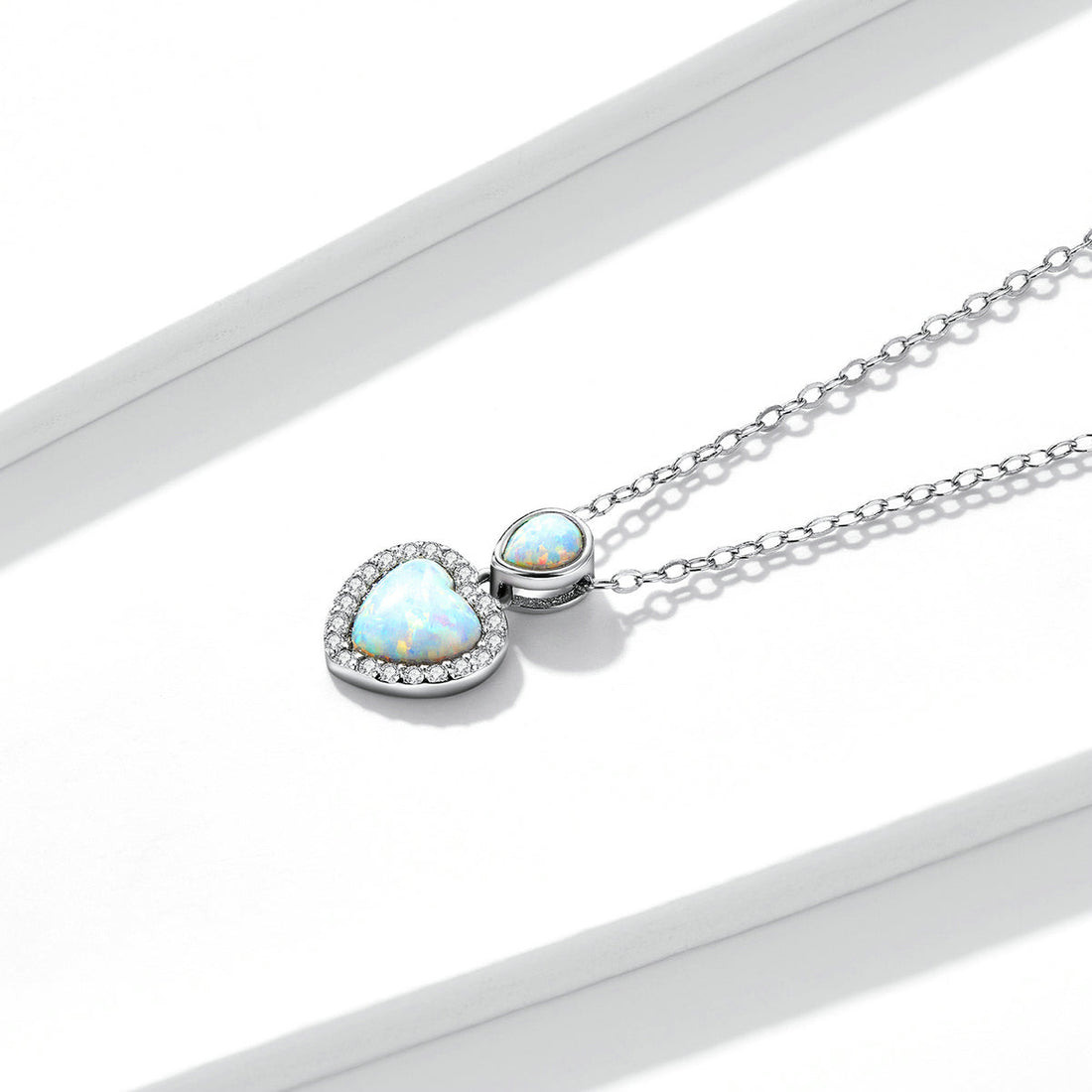 925 Sterling Silver Genuine Translucent Opal Necklace with CZ for Women  DestGlow