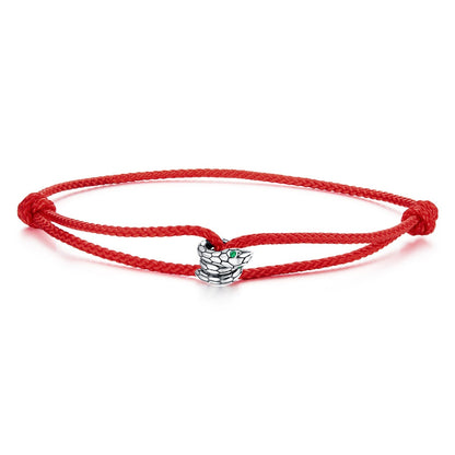 925 Sterling Silver Adjustable Bracelet with CZ and Cotton Rope for Women  DestGlow