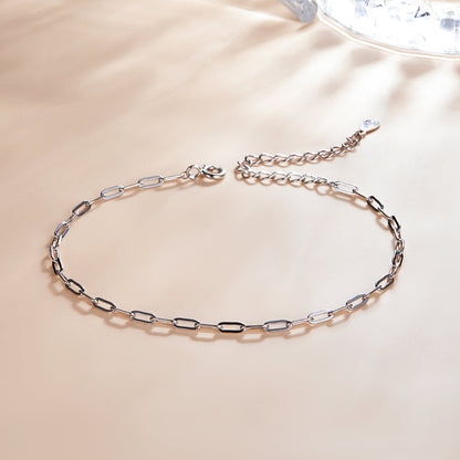 925 Sterling Silver &amp; Plated Platinum Bracelet - 17+5cm Length