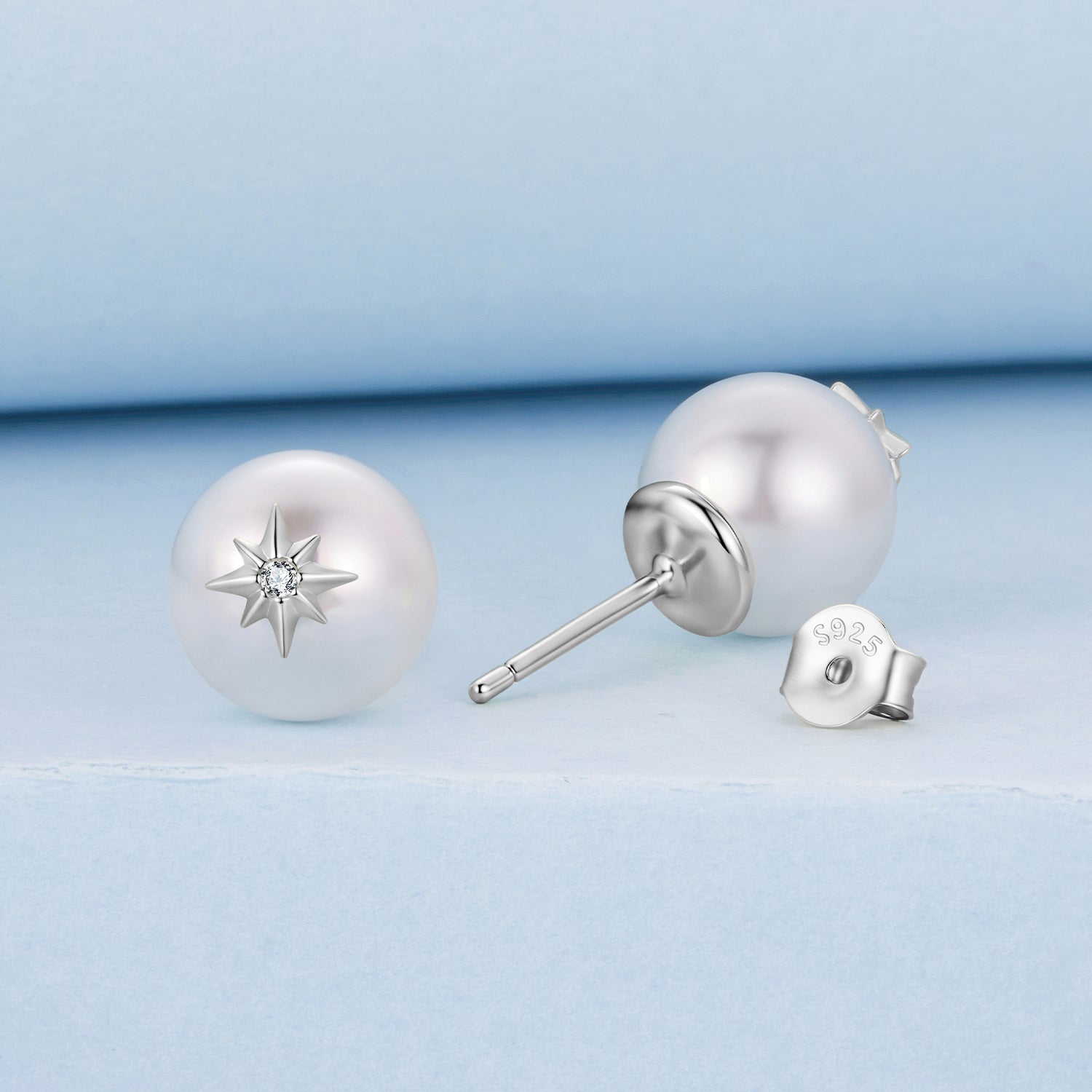 925 Sterling Silver Earrings with CZ and Synthetic Pearl for Women  DestGlow
