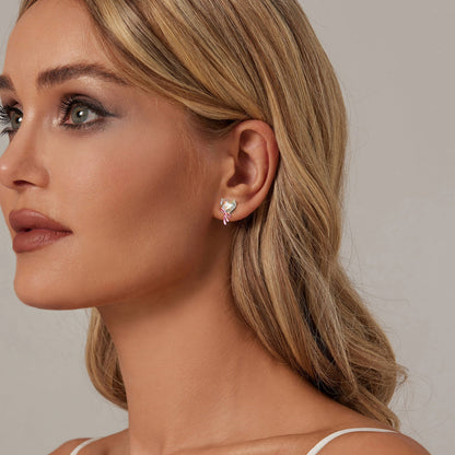 925 Sterling Silver Enamel Earrings with Transparent Glass for Women  DestGlow