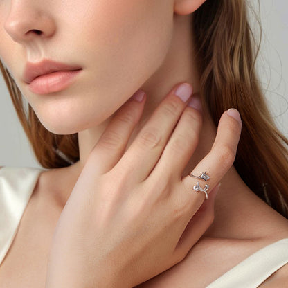 925 Sterling Silver Plated White Gold 0.7cm Flower Ring  DestGlow