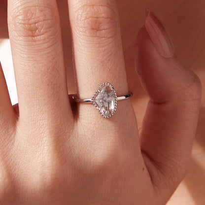 925 Sterling Silver Ring with Transparent Glass and CZ, 0.15cm Width, for Women  DestGlow