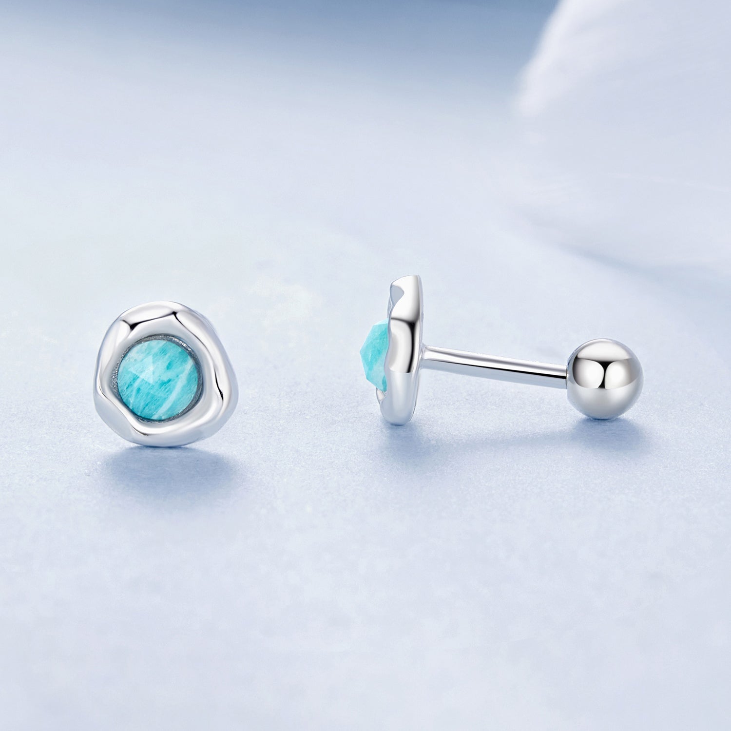 925 Sterling Silver Amazonite Earrings 0.55cm Plated White Gold for Women  DestGlow