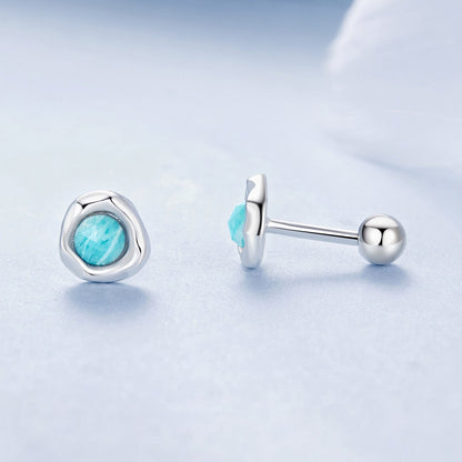 925 Sterling Silver Amazonite Earrings 0.55cm Plated White Gold for Women  DestGlow
