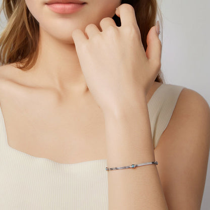 925 Sterling Silver White Gold Plated Multi-Layer Bracelet with Synthetic Turquoise  DestGlow