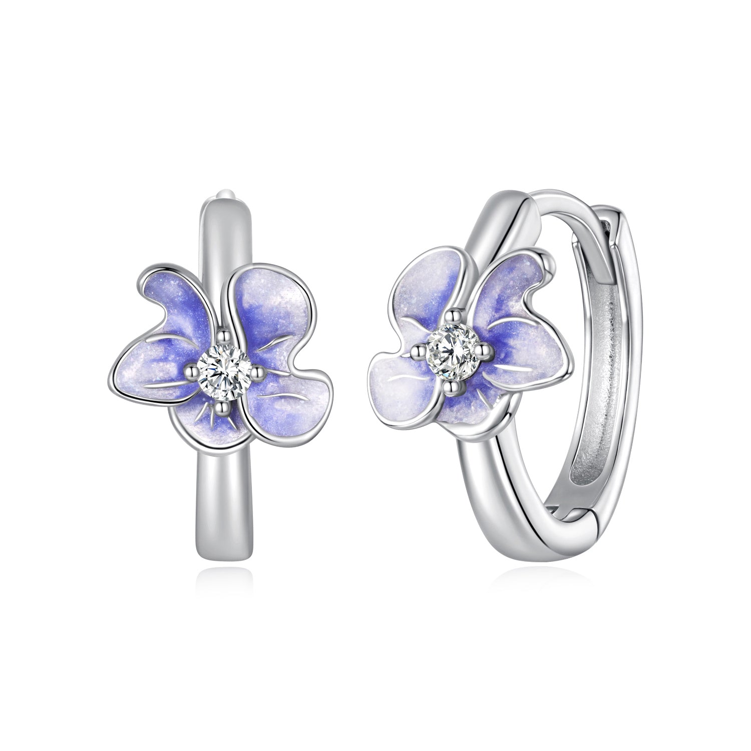 925 Sterling Silver White Gold Plated Enamel CZ Hoop Earrings for Women  DestGlow