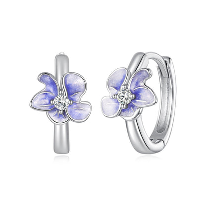 925 Sterling Silver White Gold Plated Enamel CZ Hoop Earrings for Women  DestGlow