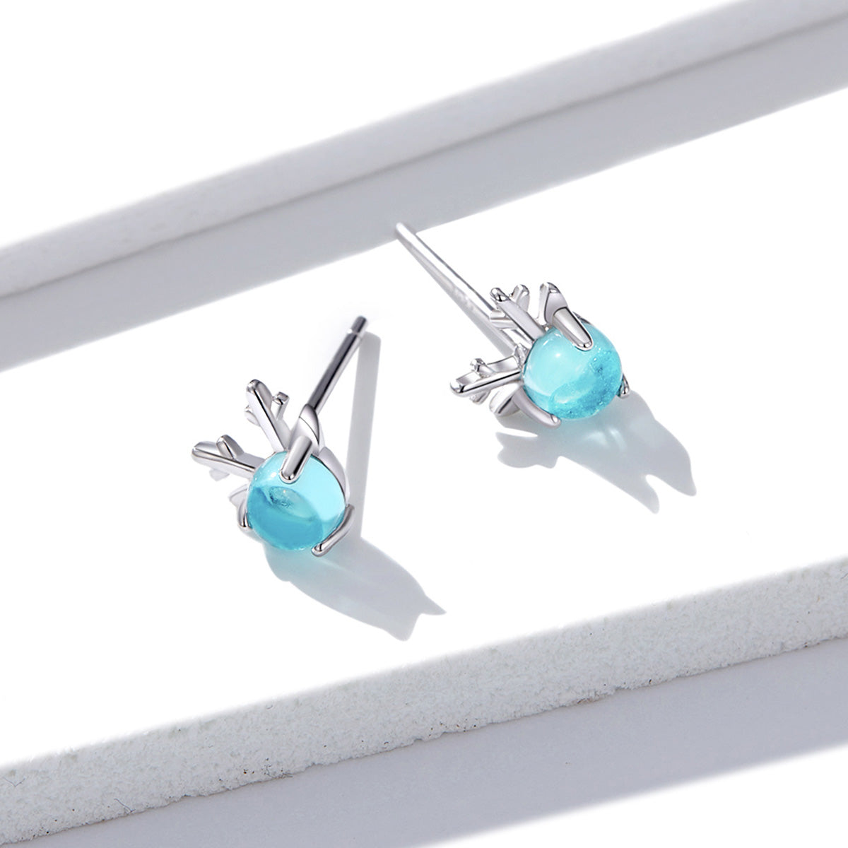 925 Sterling Silver Transparent Glass Earrings  DestGlow
