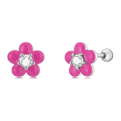 S925 Sterling Silver CZ Pavé Enamel Oxidized Earrings  DestGlow