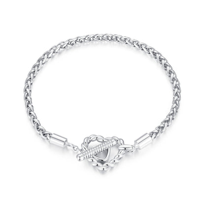 925 Sterling Silver 3.0mm Plated Platinum Bracelet Size 17.0 for Women  DestGlow
