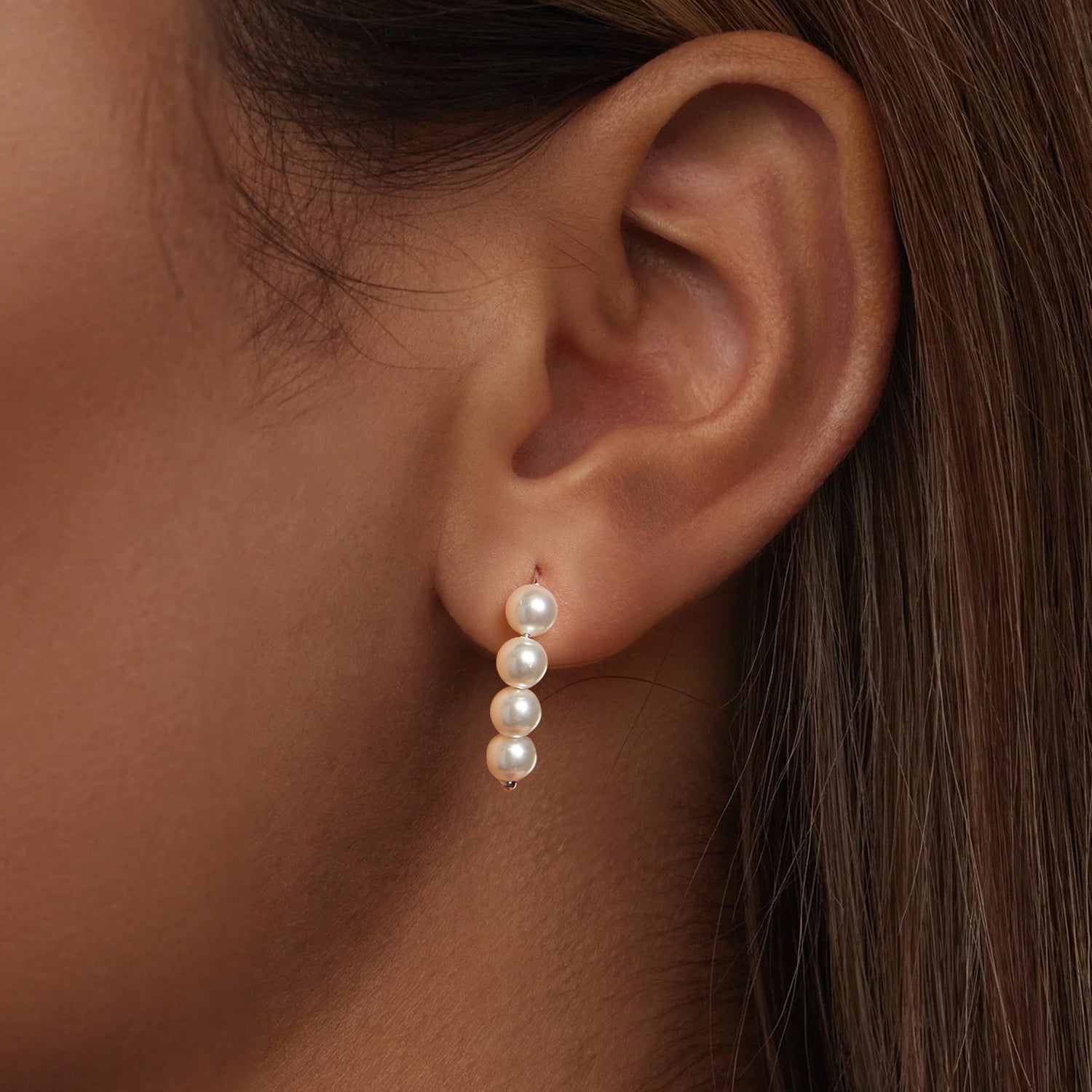 925 Sterling Silver White Gold Plated Earrings with Quality Shell Pearl, 2.1*0.5cm for Women  DestGlow