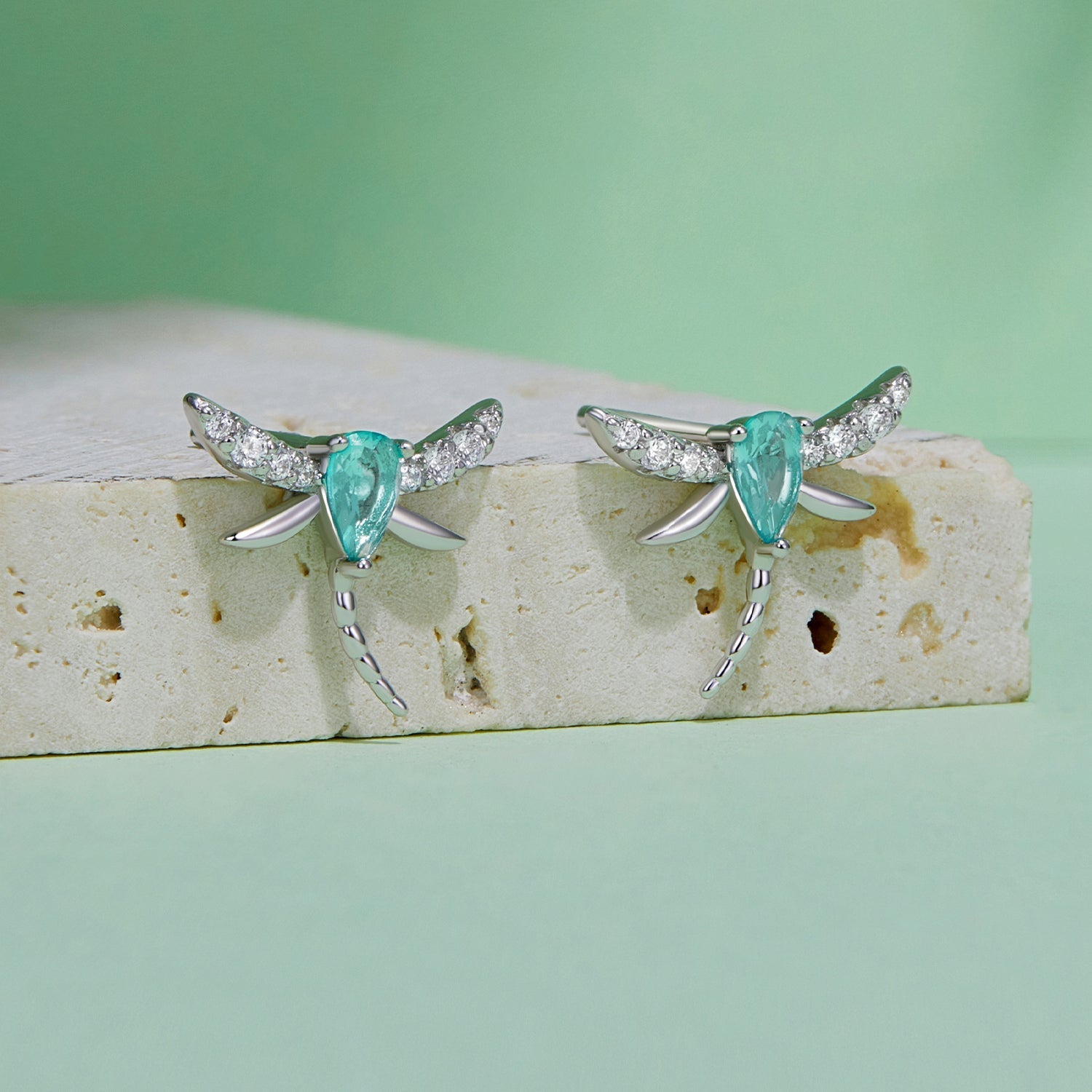 925 Sterling Silver Earrings with CZ and Glass, 12x14mm, for Women  DestGlow