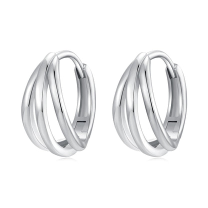 925 Sterling Silver Earrings with White Gold Plating, 1.3*0.6 cm, For Women  DestGlow