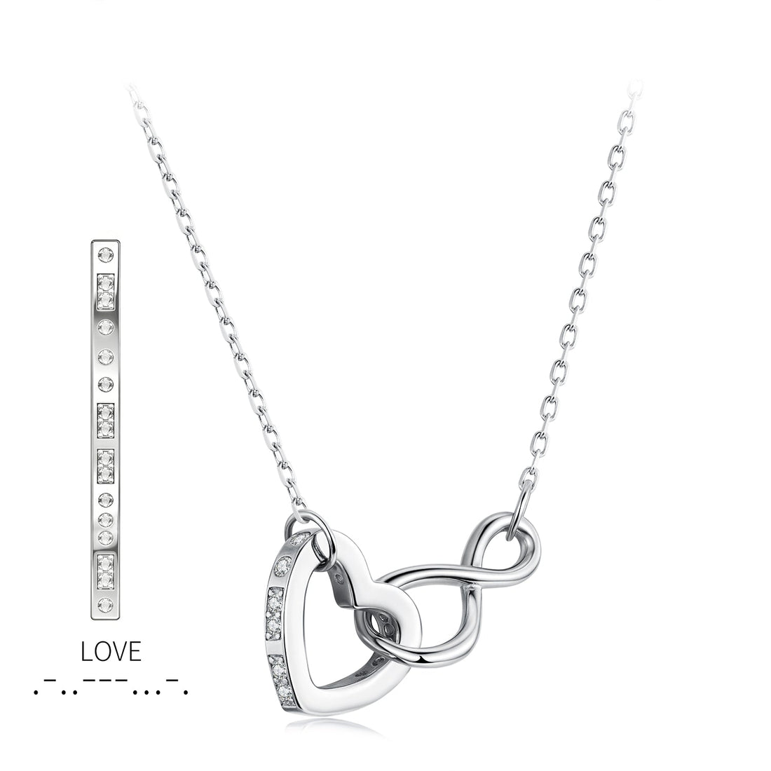 925 Sterling Silver Necklace with Pavé Setting CZ, 40+5cm, Plated White Gold, Women  DestGlow