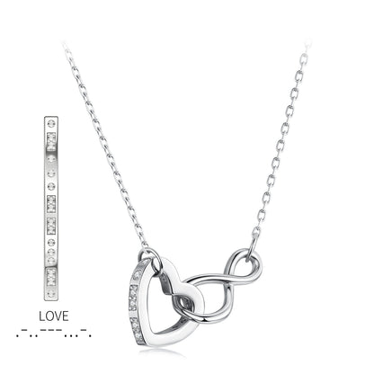 925 Sterling Silver Necklace with Pavé Setting CZ, 40+5cm, Plated White Gold, Women  DestGlow