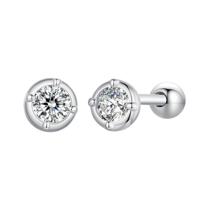 925 Sterling Silver 4mm Moissanite Earrings with Platinum Plating for Women
