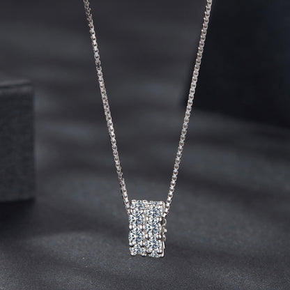 925 Sterling Silver &amp; Moissanite Necklace, 40+5cm Length, White Gold Plated, Women&