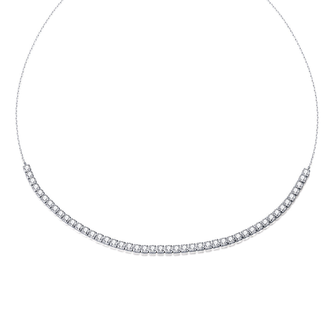 925 Sterling Silver Adjustable Pavé Setting CZ Necklace  DestGlow