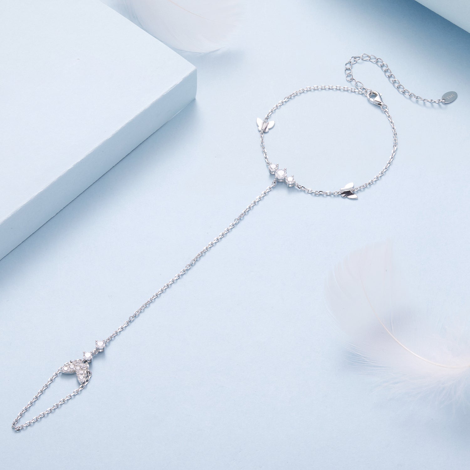 925 Sterling Silver Bracelet with Pavé Set CZ in White Gold 15+6cm  DestGlow