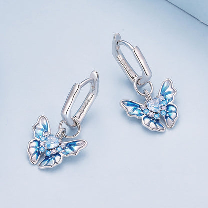 925 Sterling Silver Enamel Pavé Setting CZ Earrings for Women