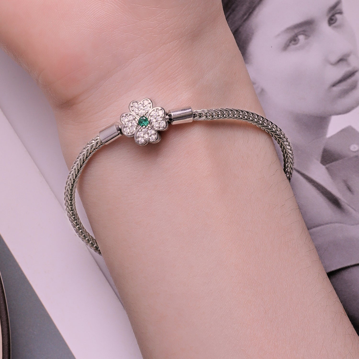 925 Sterling Silver Plated Platinum Bracelet with 3mm Rope for Women  DestGlow
